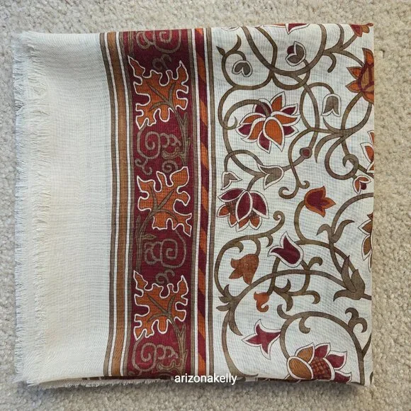 NWOT Metropolitan Museum of Art Wool & Silk Square Scarf Autumn Fall Colors NYC - Picture 5 of 16